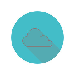 Poster - Cloud line long shadow icon. Simple glyph, flat vector of web icons for ui and ux, website or mobile application