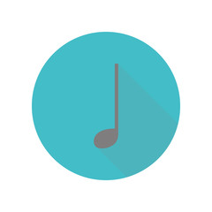 Poster - Music note long shadow icon. Simple glyph, flat vector of web icons for ui and ux, website or mobile application