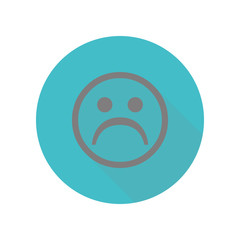 Sticker - Sad face long shadow icon. Simple glyph, flat vector of web icons for ui and ux, website or mobile application