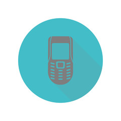 Poster - Old mobile phone long shadow icon. Simple glyph, flat vector of web icons for ui and ux, website or mobile application