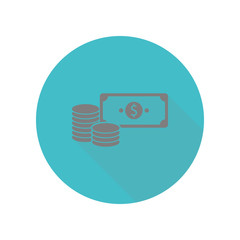 Poster - Money long shadow icon. Simple glyph, flat vector of web icons for ui and ux, website or mobile application