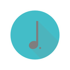 Poster - Half music note long shadow icon. Simple glyph, flat vector of web icons for ui and ux, website or mobile application