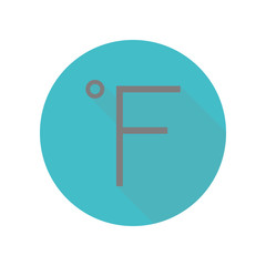 Poster - Fahrenheit symbol temperature long shadow icon. Simple glyph, flat vector of web icons for ui and ux, website or mobile application