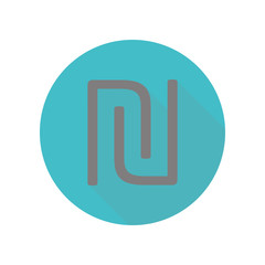 Poster - initial letter u and n logo long shadow icon. simple glyph, flat vector of web icons for ui and ux, 