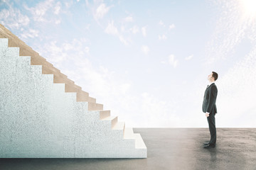 Aufkleber - Businessman looking on abstract stairs