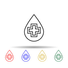 Poster - Blood drop multi color icon. Simple thin line, outline vector of blood donation icons for ui and ux, website or mobile application
