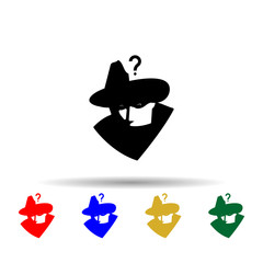 Poster - detective question black and white multi color icon. Simple glyph, flat vector of crustaceans icons for ui and ux, website or mobile application