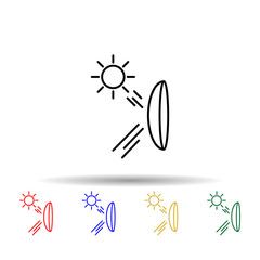 Poster - Sun rays on eyes multi color icon. Simple thin line, outline vector of eye care icons for ui and ux, website or mobile application