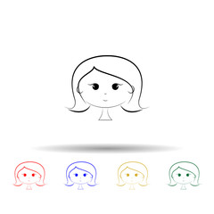 Poster - Cute girl with short haircut multi color icon. Simple thin line, outline vector of hair icons for ui and ux, website or mobile application