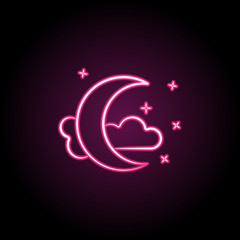 Poster - Crescent moon neon icon. Simple thin line, outline vector of dia de muertos icons for ui and ux, website or mobile application
