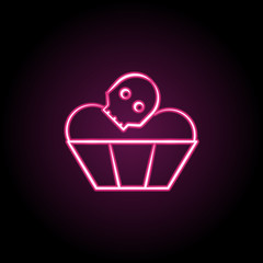 Poster - Muffins neon icon. Simple thin line, outline vector of dia de muertos icons for ui and ux, website or mobile application