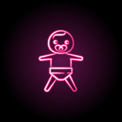 Sticker - Boy baby child neon icon. Simple thin line, outline vector of maternity icons for ui and ux, website or mobile application