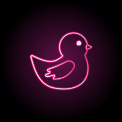 Poster - Duck toy neon icon. Simple thin line, outline vector of maternity icons for ui and ux, website or mobile application