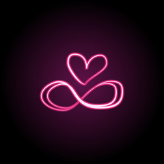 Poster - Heart of lovers neon icon. Simple thin line, outline vector of wedding icons for ui and ux, website or mobile application