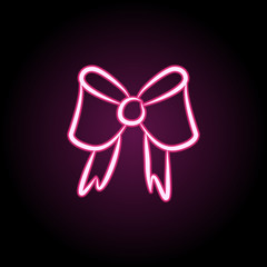Poster - Bow neon icon. Simple thin line, outline vector of wedding icons for ui and ux, website or mobile application