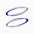 oval logo design inspiration . blue silver oval vector template . 3d oval logo template . elipse vector template . blue chrome elipse template