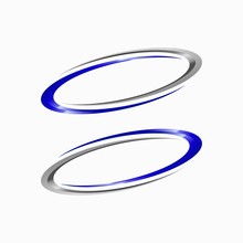 Oval Logo Design Inspiration . Blue Silver Oval Vector Template . 3d Oval Logo Template . Elipse Vector Template . Blue Chrome Elipse Template