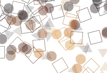 Light Orange vector template with crystals, circles, squares.