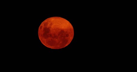 blood moon time lapse with no clouds on clear night sky. super moon eclipse steady shoot.
