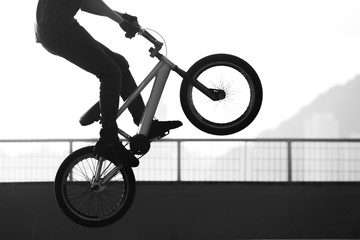 Canvas Print - BMX cyclist jumping in a bowl