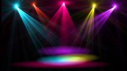 Wall Mural - abstract of empty stage with colorful spotlights or several bright projectors for scene lighting eff