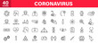 Set of 40 Coronavirus protection web icons in line style. Safety, health, coronavirus, virus, outbreak, contagious, epidemic, infection. Medical mask. Vector illustration.