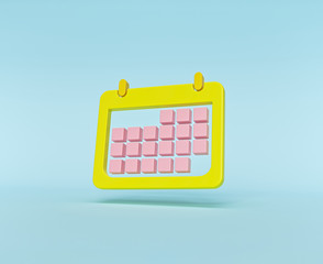 Fototapete - minimal Calendar icon isolated on pastel blue background. 3d rendering