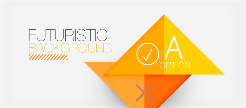 Abstract background, geometric business multicolored paper infographic - triangle frames for text, icons or graphics on light background with copyspace. Vector Illustration For Wallpaper, Banner