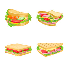 Isolated object of sandwich and fastfood logo. Collection of sandwich and lunch stock vector illustration.