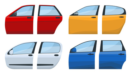 Car door vector cartoon set icon. Cartoon set icon auto equipment. Vector illustration car door on white background.