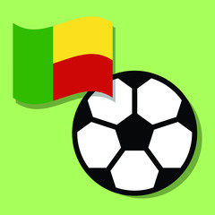 Wall Mural - Football ball with Benin national flag 