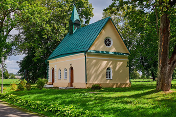 Wall Mural - Belarus, Zalesie August 2019. House Church in the old manor of the famous composer Oginsky.