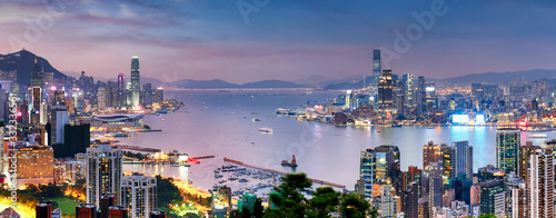 Hong Kong skyline at night, China - Asia Tableau sur Toile