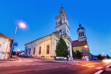 Slovakia - Modra city with church at night