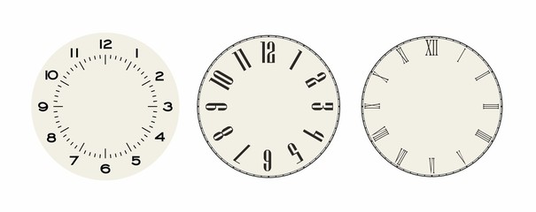 Wall Mural - universal set 3 of classic dials for wall, height, tower clocks