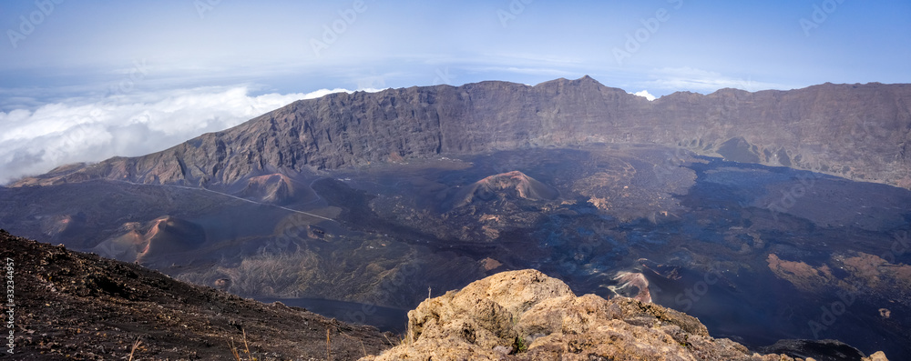 Cha das Caldeiras panoramic view from Pico do Fogo in Cape Verde Stock ...
