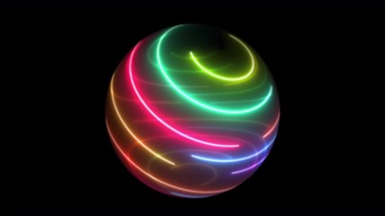Wall Mural - abstract background glowing neon light sphere laser show disco ball animation ultraviolet spectrum l