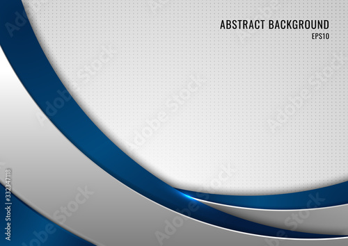 Fotomural Abstract template blue and gray curve on square pattern white background