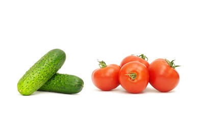 Poster - tomatoes cucumbers on a white background