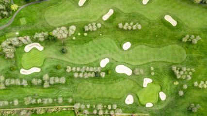 Poster - Drone view of a golf course in Omaha Beach Normandy France