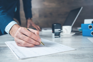 Wall Mural - man hand pen with document