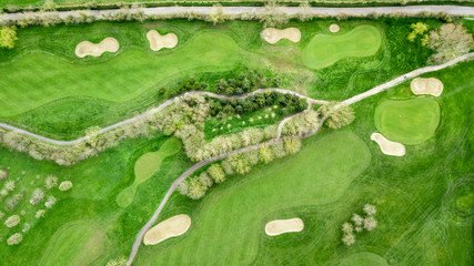 Poster - Drone view of a golf course in Omaha Beach Normandy France