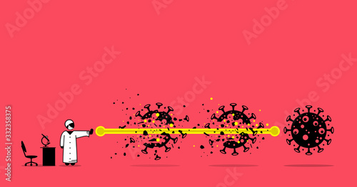 Fotomural Lab scientist destroy and defeat coronavirus virus after finding the solution and breakthrough research
