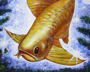 Oil painting of Fancy Arowana fish pictures Auspiciousness and good luck