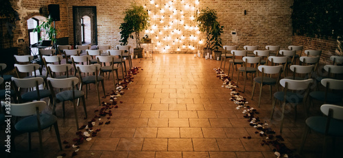 Fotomural Wedding ceremony arch decoration with lights