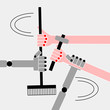 © iastudio  - Concept robot takes people away from work. Color vector cartoon flat icon.
