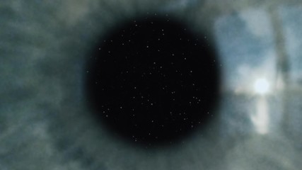 zooming into the iris of a human eye. universe transportation. blue eyes. future, vision, people con