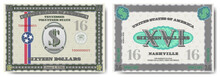 Protective Guilloche Mesh. A Fictional US Banknote Of $ 16 Is Dedicated To The State Of Tennessee