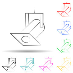 Poster - Spotlight multi color set icon. Simple thin line, outline of theatre icons for ui and ux, website or mobile application