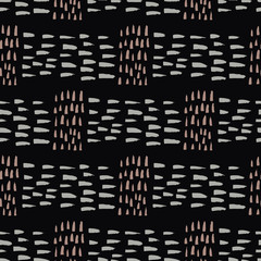 Wall Mural - Vector wicker weave effect seamless pattern background. Abstract plaid basket effect backdrop. Repeat woven style gray black brown. design. Horizontal direction. All over cloth fabric print texture